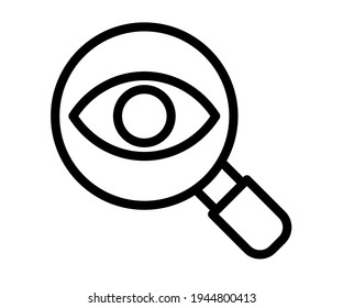 Suche nach einem einzelnen Auge einzeln auf Symbol mit Umriss in Schwarz-Weiß