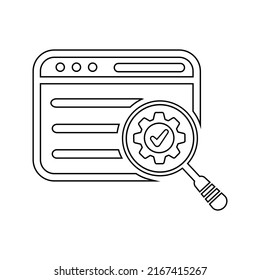 Find, seo, solution icon. Outline vector design.