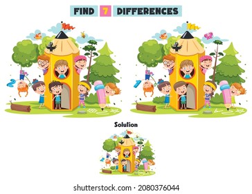 Find Seven Differences Activity For Children