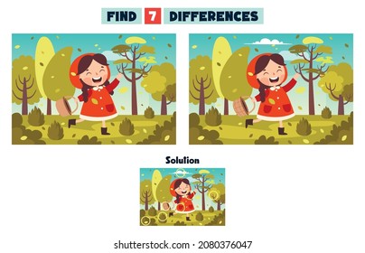 Find Seven Differences Activity For Children