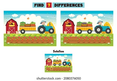 Find Seven Differences Activity For Children