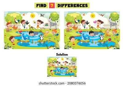 Find Seven Differences Activity For Children