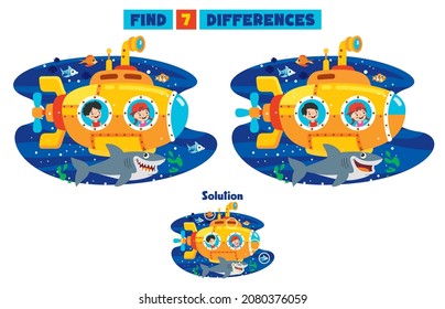 Find Seven Differences Activity For Children