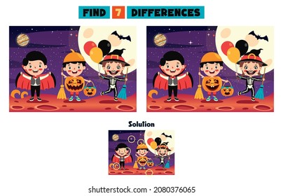 Find Seven Differences Activity For Children