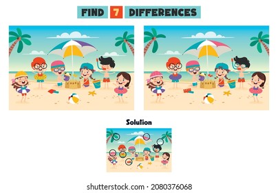 Find Seven Differences Activity For Children