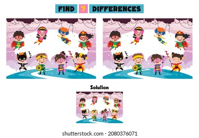 Find Seven Differences Activity For Children