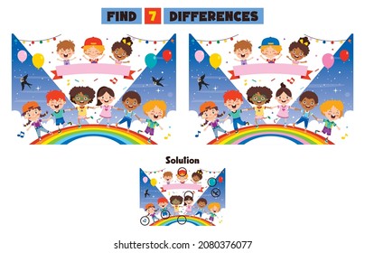 Find Seven Differences Activity For Children