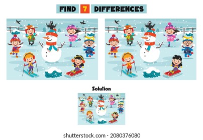 Find Seven Differences Activity For Children