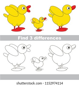 Find the several differences between pictures, the simple educational kid game for preschool kids. The Chicken