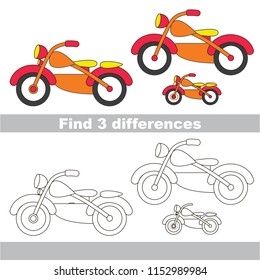 Find the several differences between pictures, the simple educational kid game for preschool kids. The motor bike