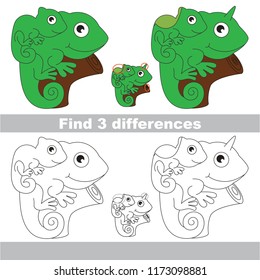 Find the several differences between pictures, the simple educational kid game for preschool kids. Mom and her infant Iguana