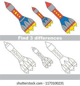Find the several differences between pictures, the simple educational kid game for preschool kids. Rocket