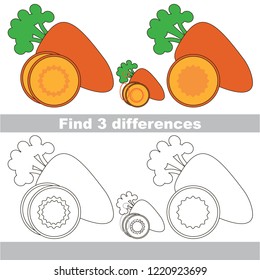 Find the several differences between pictures, the simple educational kid game for preschool kids. Vegetable Carrot