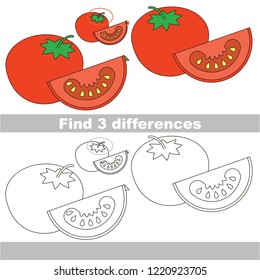 Find the several differences between pictures, the simple educational kid game for preschool kids. Vegetable Tomato
