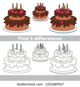 Find the several differences between pictures, the simple educational kid game for preschool kids. Cake