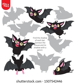 Find Shadow of Each Bat Game Printable Template