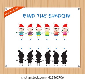 Find the Shadow Educational Activity Task for Preschool Children with christmas kids