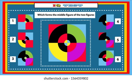 find shadow IQ test. Choose correct answer. Set of logical tasks composed of geometric shapes. Vector illustration. 