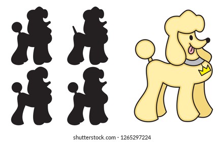 Find a shadow that matches the dog. Educational activity for children. Printable game for kids