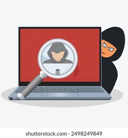 Find the Spyware with magnifying glass for stop Stolen and hacked data
