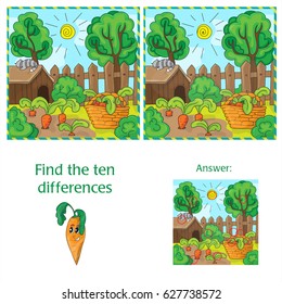 Find ten differences between the two images carrots in the garden