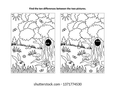 Find the ten differences picture puzzle and coloring page