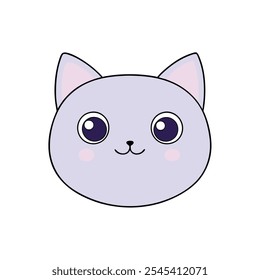 Find this cute cat face sticker in vector format, suitable for logos, icons, and creative projects. High-quality, detailed, and versatile vector illustration.