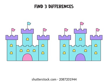 Find three differences between two pictures of magical castle.