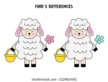 Find three differences between two pictures of cute sheep.