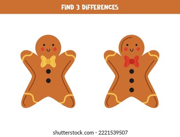 Find three differences between two pictures of Christmas cookie.