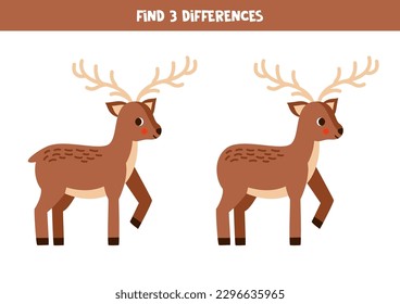 Find three differences between two pictures of cute deer.