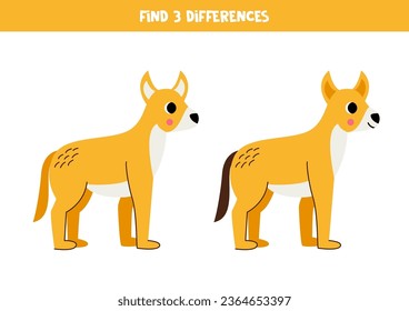 Find three differences between two pictures of cute dingo dogs.