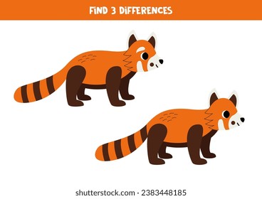 Find three differences between two pictures of cute red pandas.