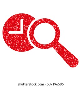 Find Time grainy textured icon for overlay watermark stamps. Flat symbol with dust texture. Dotted vector red ink rubber seal stamp with grunge design on a white background.