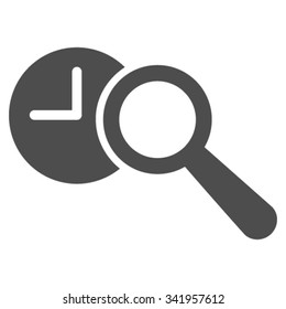 Find Time vector icon. Style is flat symbol, gray color, rounded angles, white background.