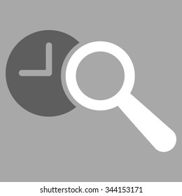 Find Time vector icon. Style is bicolor flat symbol, dark gray and white colors, rounded angles, silver background.