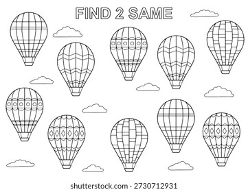 Find two air balloon graphic black white illustration vector