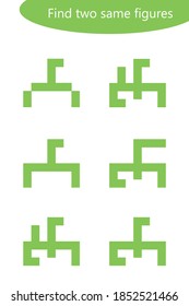 Find two identical figures, fun education game for children, preschool worksheet activity for kids, task for the development of logical thinking, vector illustration