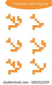 Find two identical figures, fun education game for children, preschool worksheet activity for kids, task for the development of logical thinking, vector illustration