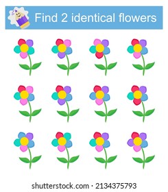 Find two identical. Logical game for children. Preschool worksheet activity. Printable worksheet. 