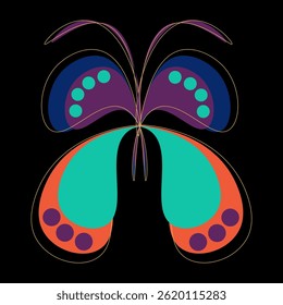 Find two identical multi-colored butterflies. Logic game for attention.   Vector illustration.
