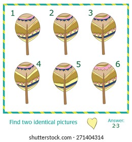 Find two identical pictures with trees - Vector Illustration