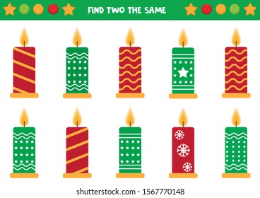 Find two the same candles, game for kids.
