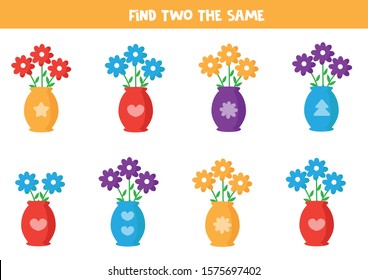 Find two the same flowers in vase.