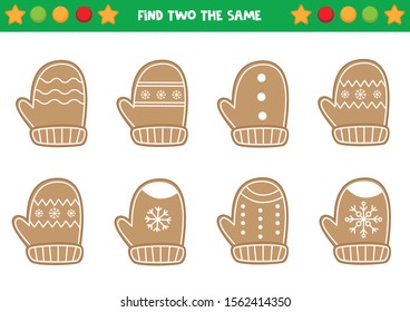 Find two the same gingerbread mittens.