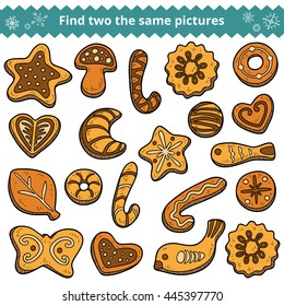 Find two the same pictures, education game for children (cookies)