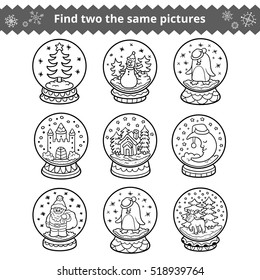 Find two the same pictures, education game for children. Christmas balls