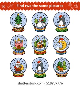 Find two the same pictures, education game for children. Christmas balls