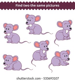 Find two the same pictures, education game for children, mouse