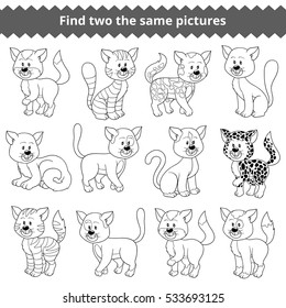 Find two the same pictures, education game for children, cat